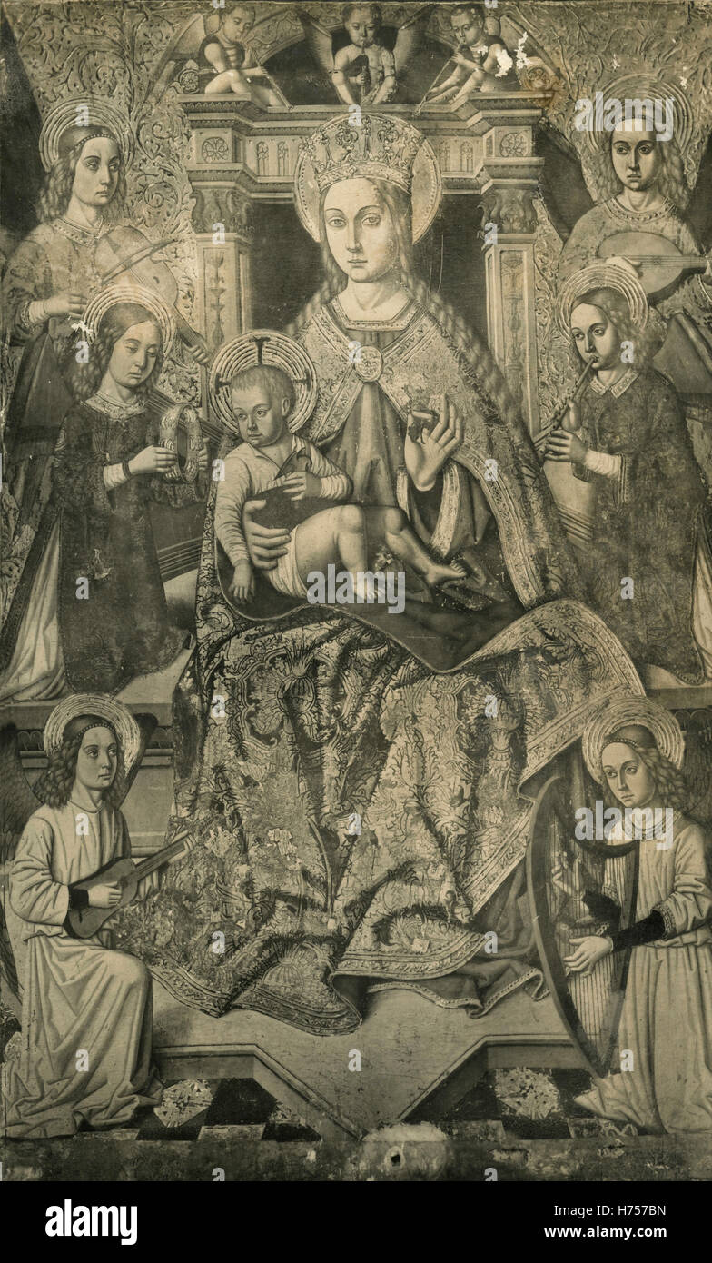 Madonna und Kind mit Engeln, Pfarrkirche, Castelsardo, Italien Stockfoto