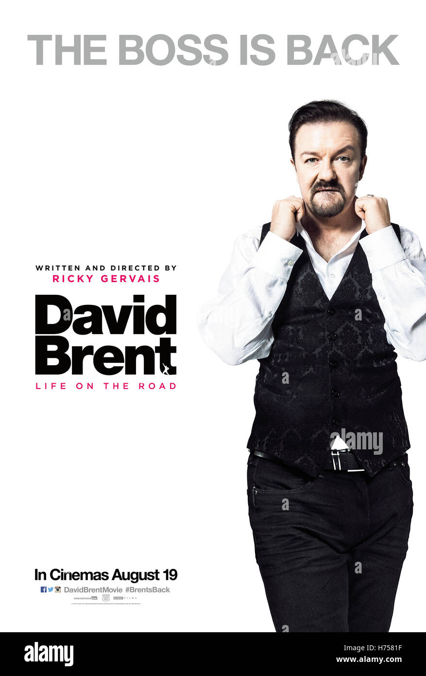 Datum der Freigabe: 10. Februar 2017 Titel: David Brent: Leben auf der Straße-STUDIO: BBC Filme Regisseur: Ricky Gervais PLOT: ein Kamerateam holt David Brent, der ehemalige Star der fiktiven britischen TV-Serie The Office (2001), wie er jetzt, selbst ein Rock-Star auf der Straße Bild glaubt: Ricky Gervais Plakatkunst (Credit Bild: C BBC Filme/Unterhaltung Bilder /) Stockfoto