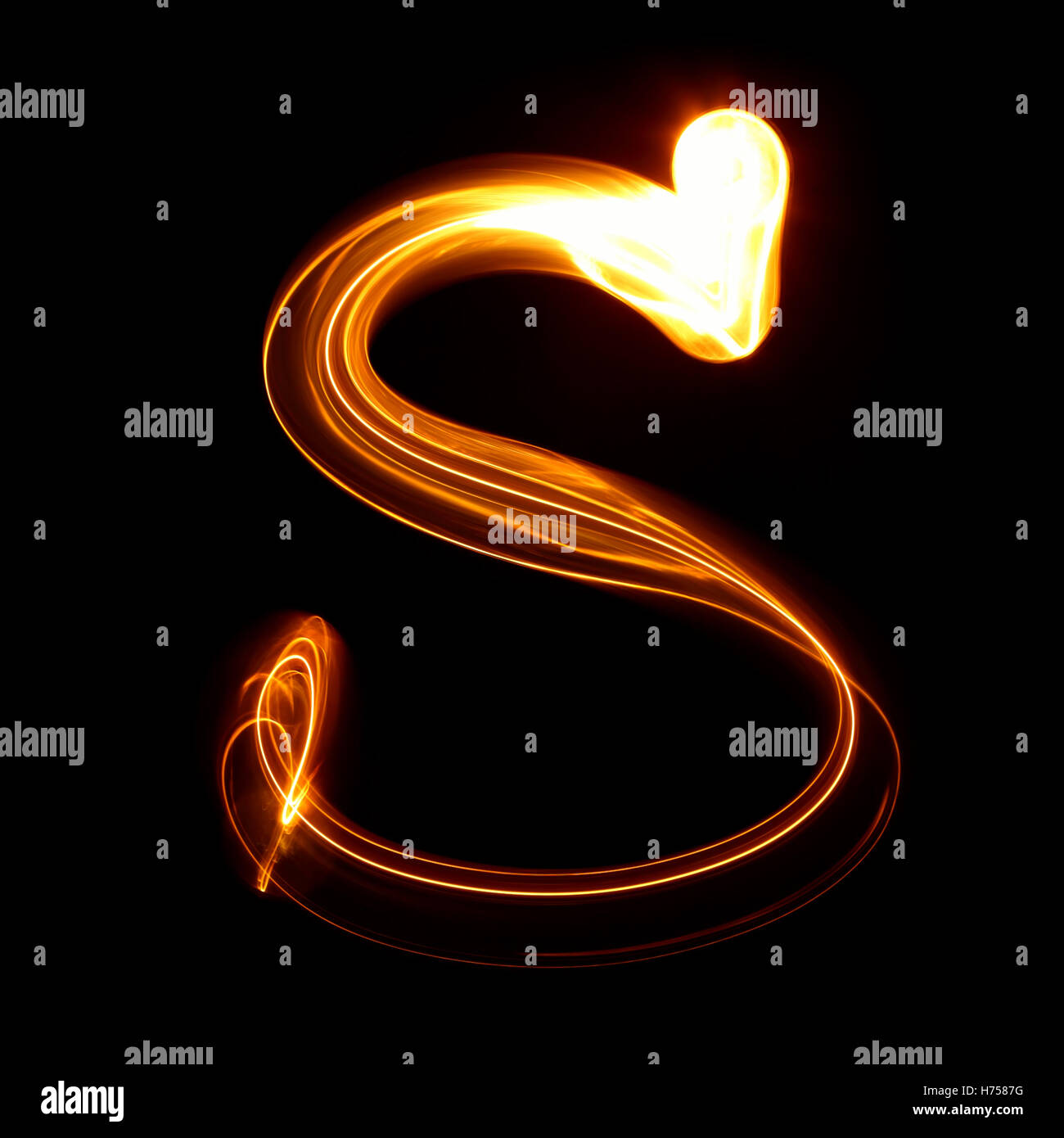 S - dargestellt von leichten Buchstaben Stockfoto