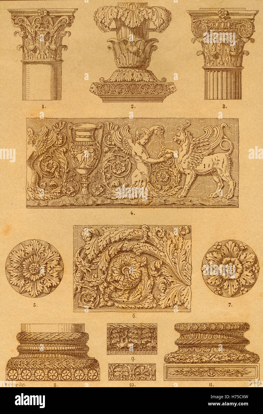Ornamentenschatz 1887 Malerei und Skulptur: Roman Stockfoto