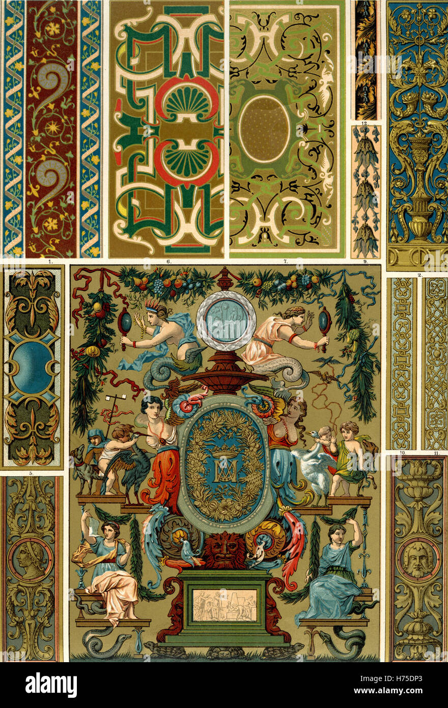 Ornamentenschatz 1887 Malerei und Skulptur: Französische Renaissance Stockfoto