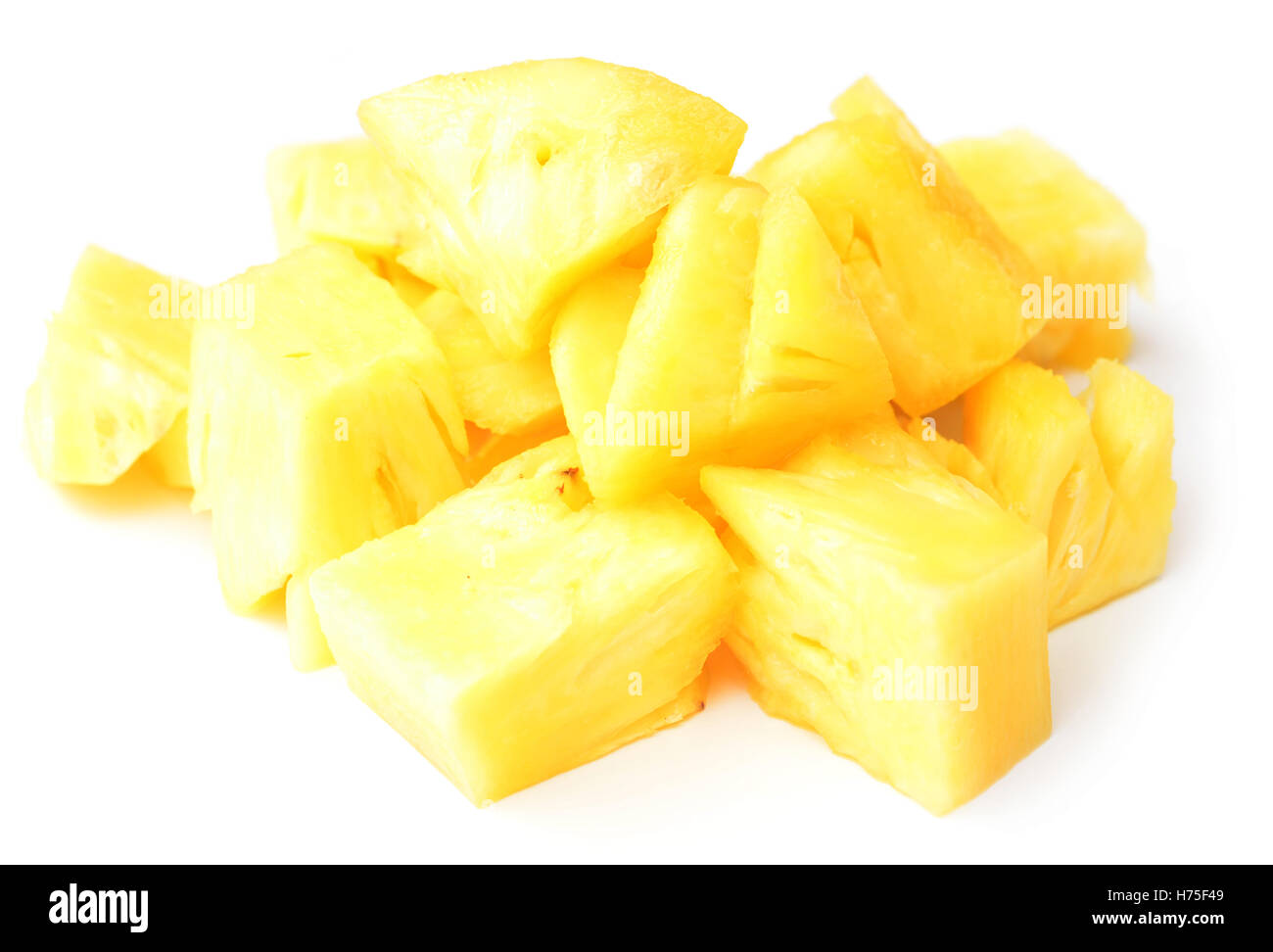 Ananasscheiben isoliert auf weißem Hintergrund Stockfoto