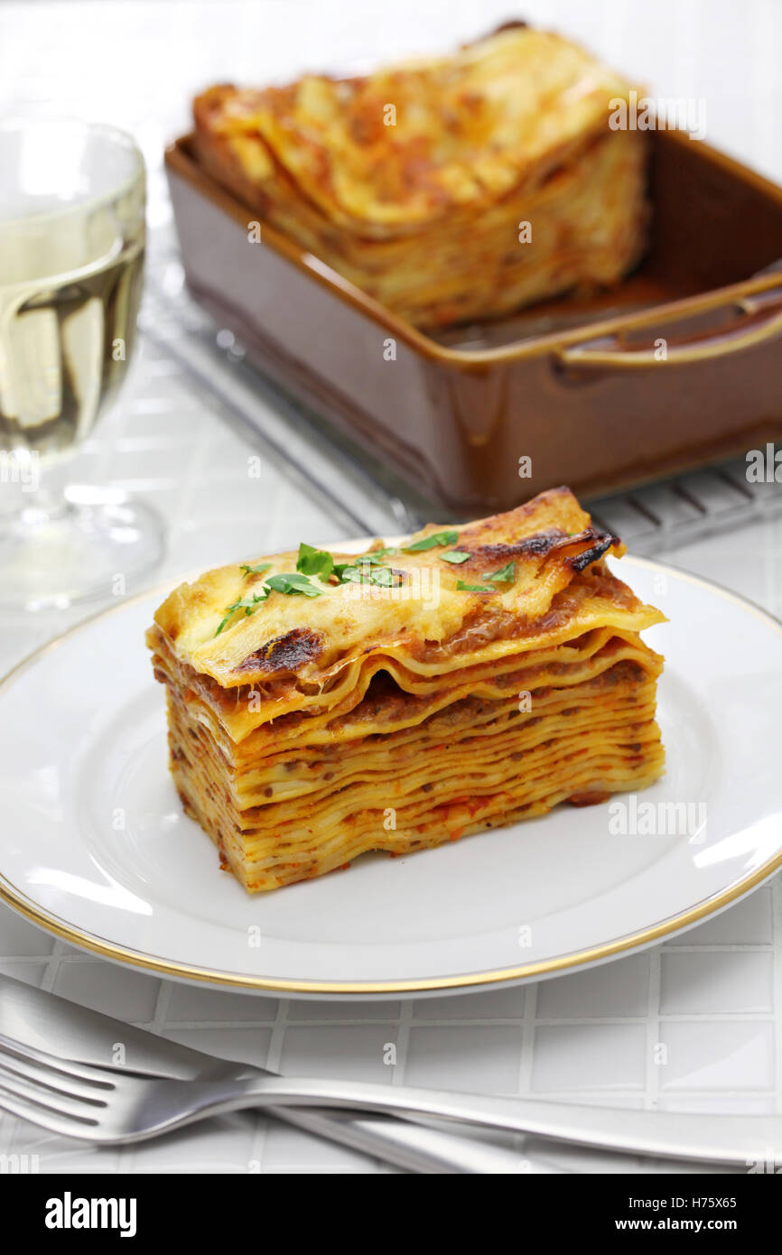 Lasagne Alla Bolognese, italienische Küche Stockfoto