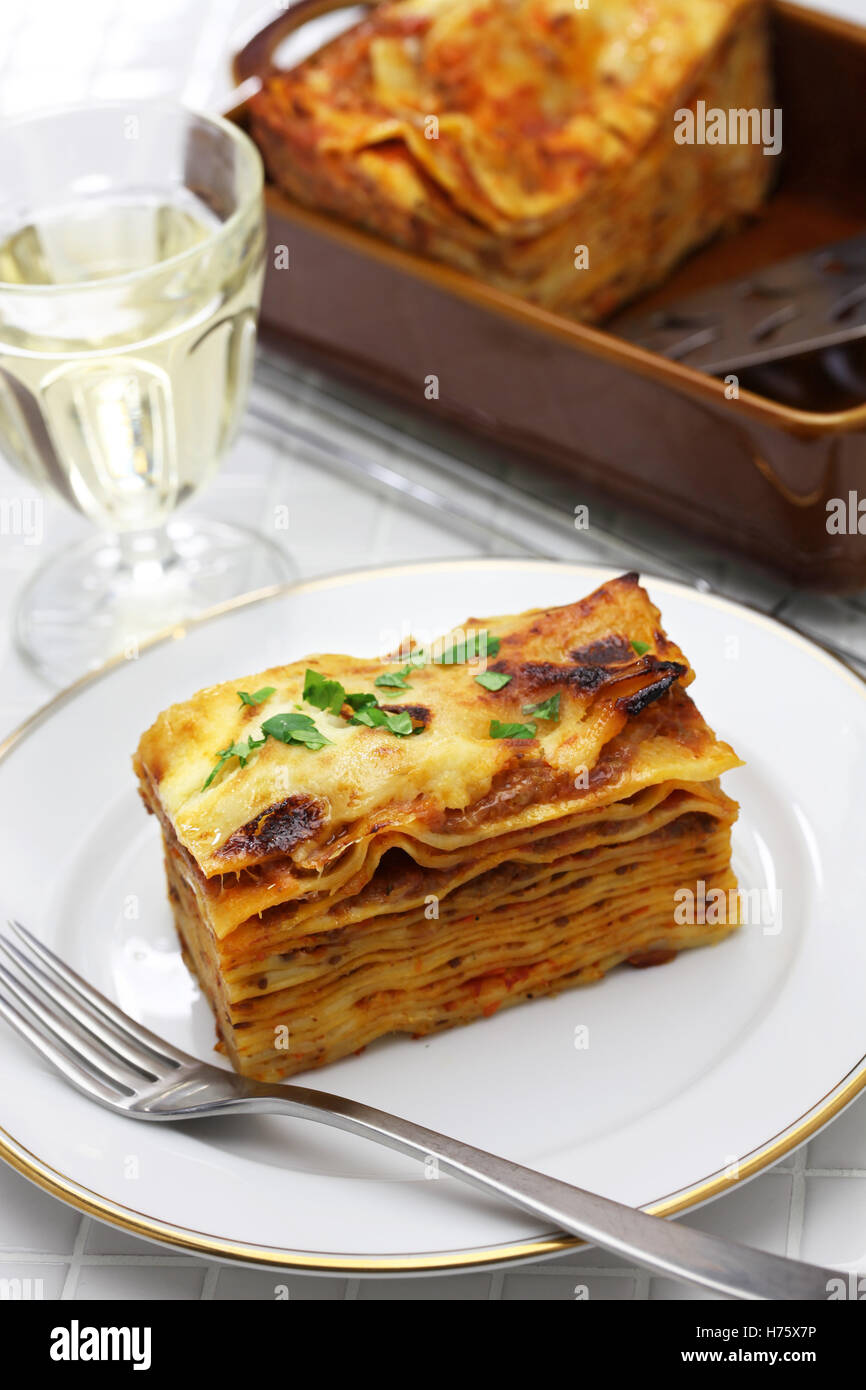 Lasagne Alla Bolognese, italienische Küche Stockfoto