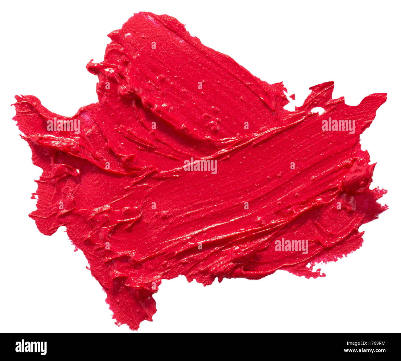 Roter Lippenstift Strich auf dem weißen Hintergrund isoliert. Stockfoto