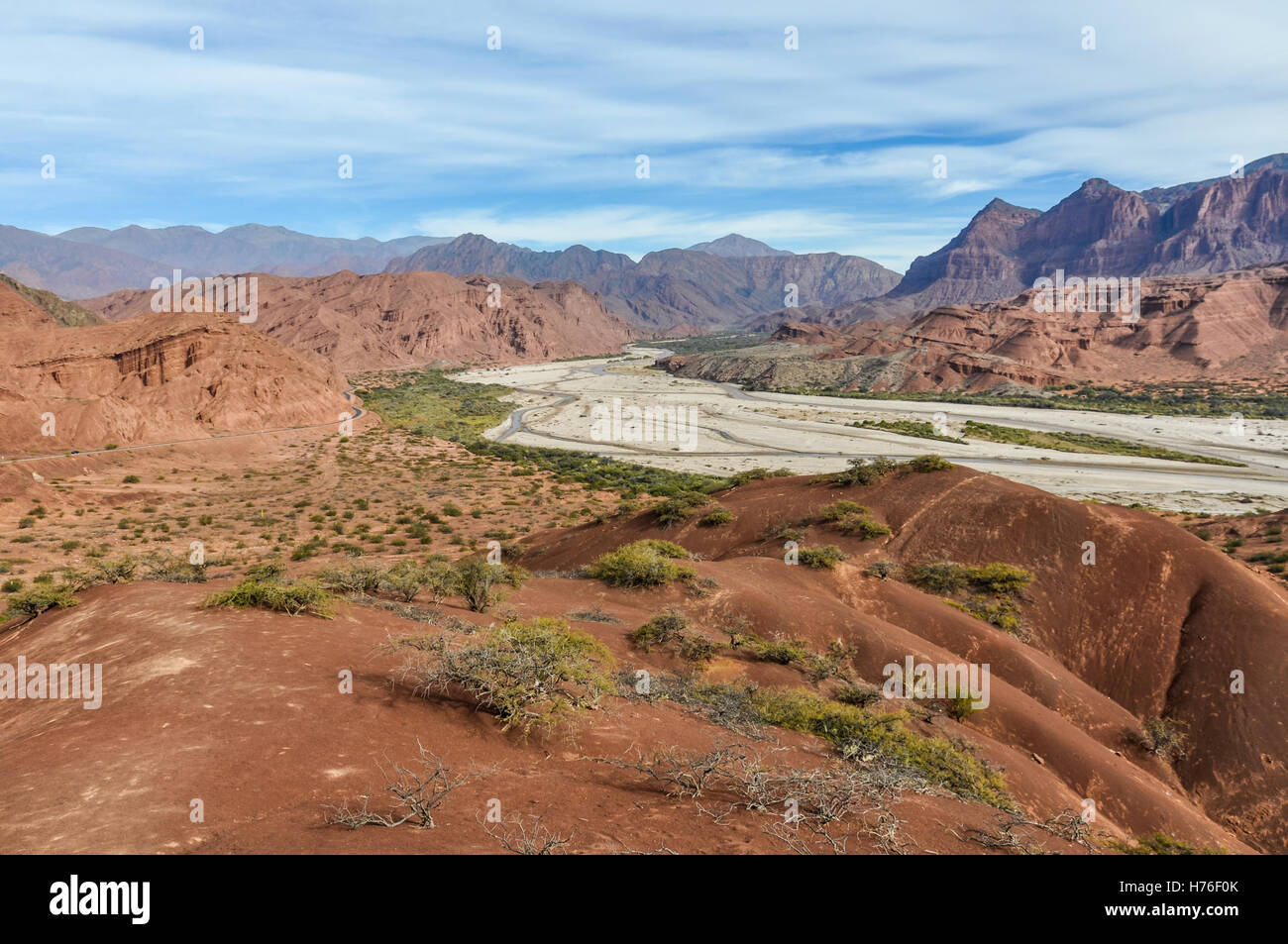 Das Tal in der Quebrada de Las Conchas in der Nähe von Cafayate, Provinz Salta, Argentinien Stockfoto