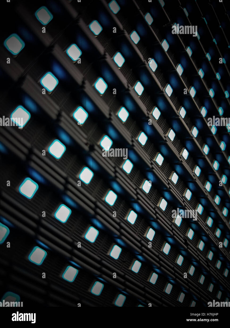 LED Werbetafel mit blauem Licht als Hintergrund, Nahaufnahme Stockfoto
