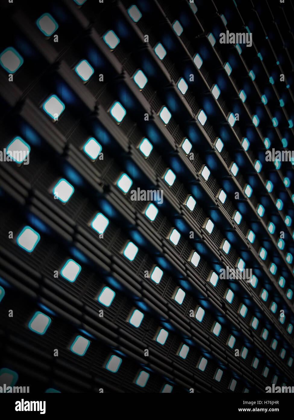 LED Werbetafel mit blauem Licht als Hintergrund, Nahaufnahme Stockfoto