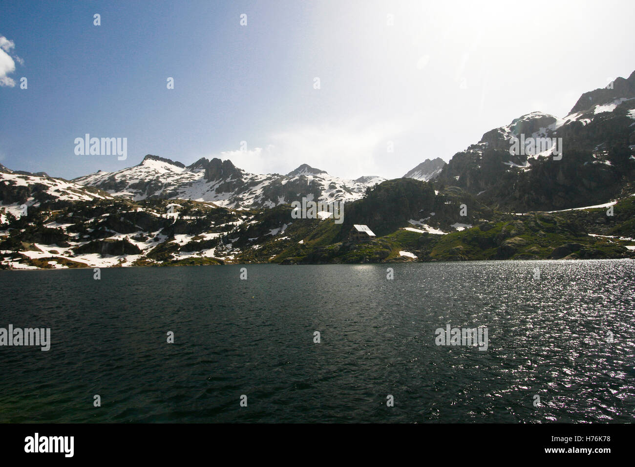 Estany großen de Colomers. Aiguestortes Nationalpark. Pyrenäen, Spanien Stockfoto