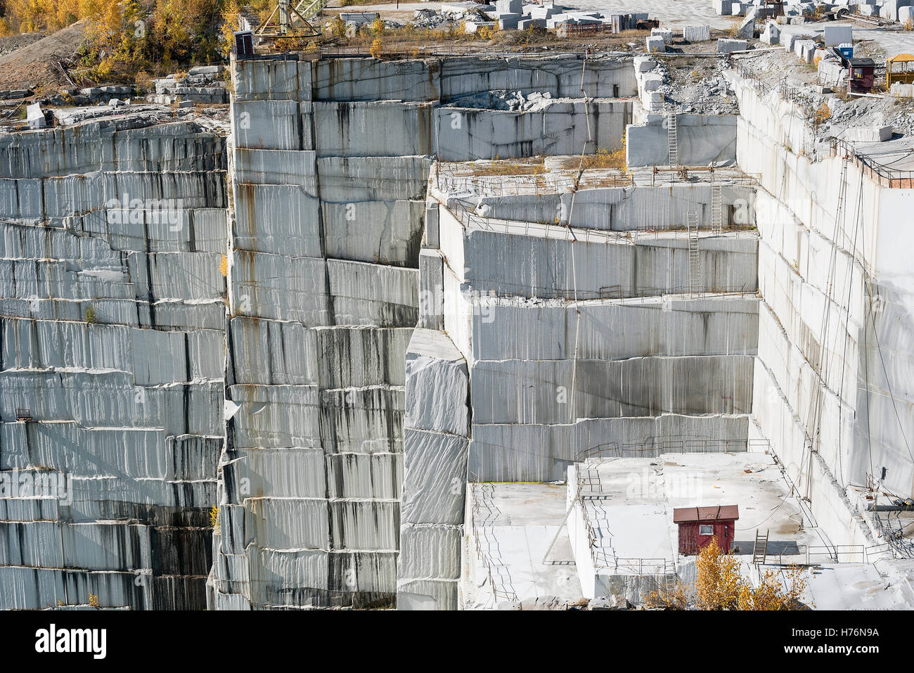Felsen von alter Granitsteinbruch, Barre, Vermont, USA. Stockfoto