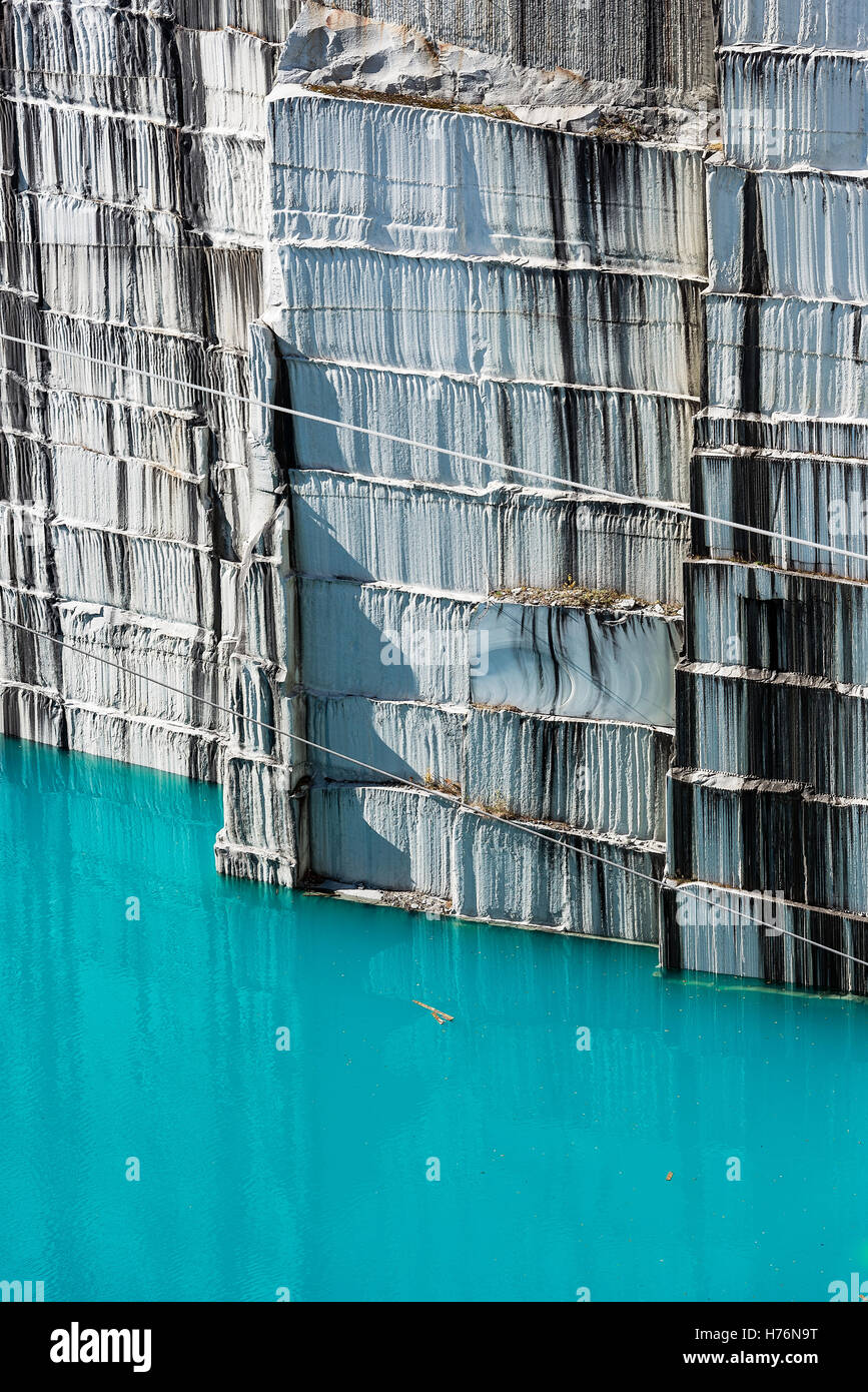 Felsen von alter Granitsteinbruch, Barre, Vermont, USA. Stockfoto