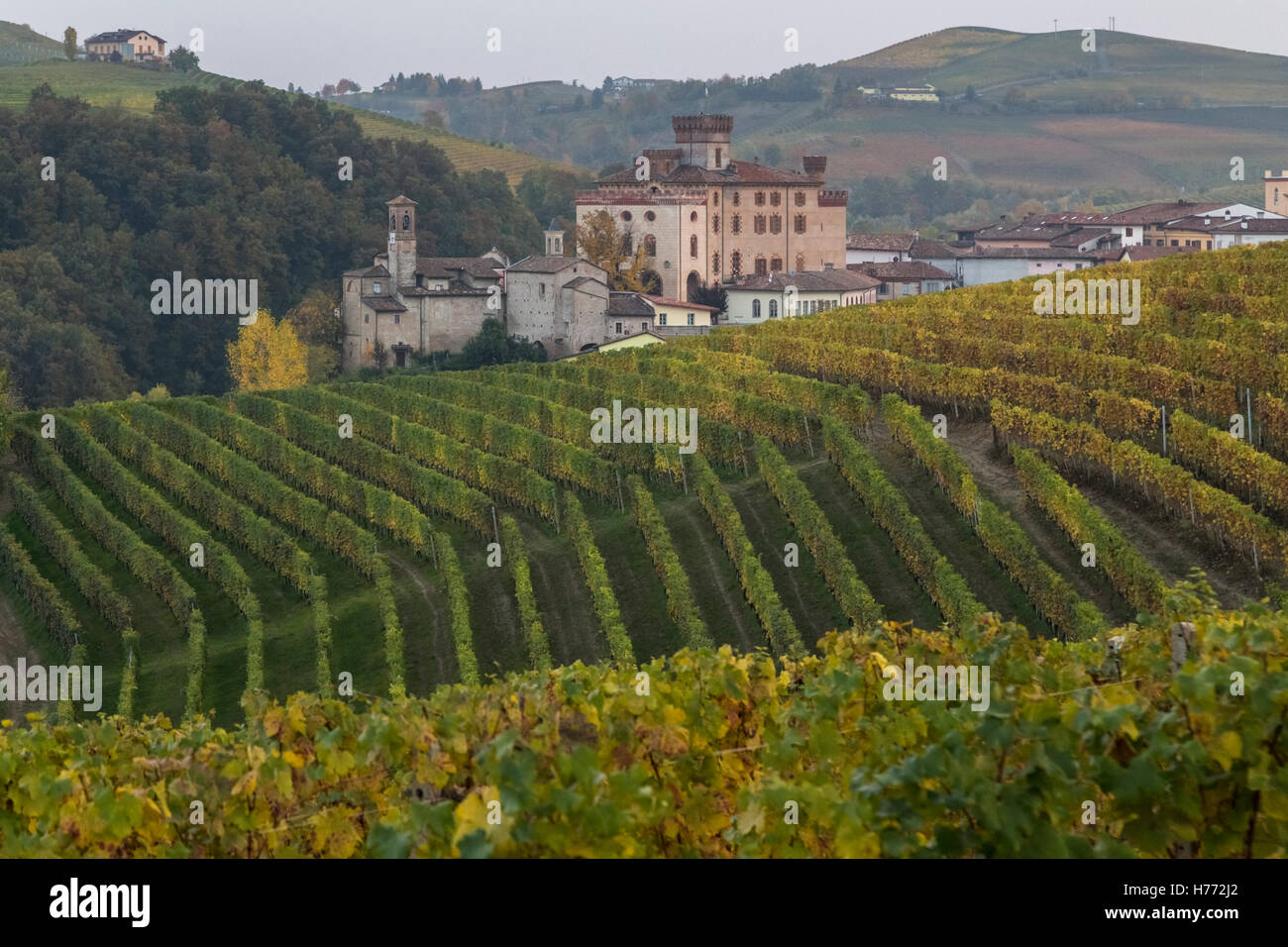 Schloss von Barolo, Langhe, Cuneo Bezirk, Piemont, Italien. Stockfoto