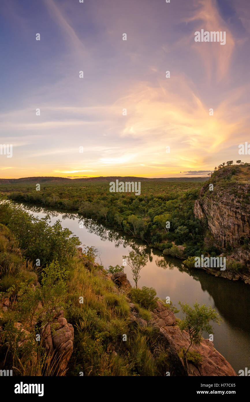 Katherine Gorge bei Sonnenuntergang, Nitmiluk Nationalpark, Northern Territory, Australien Stockfoto