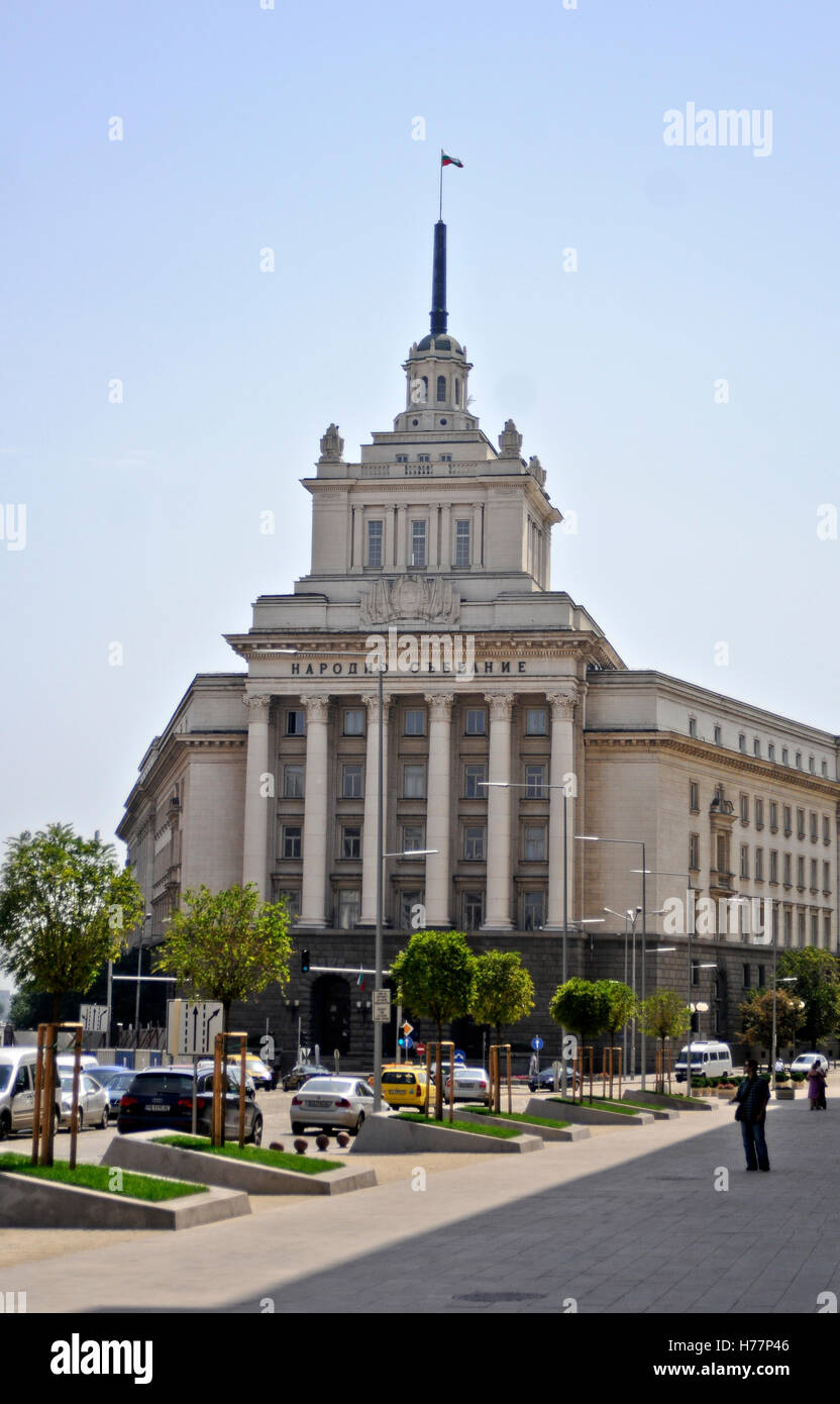 Gebäude der Nationalversammlung, Nezavisimost Sqare, Sofia, Bulgarien Stockfoto