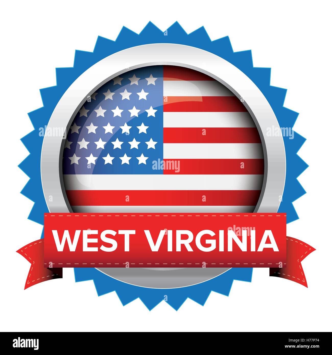 West Virginia und USA Flagge-Abzeichen-Vektor Stock Vektor