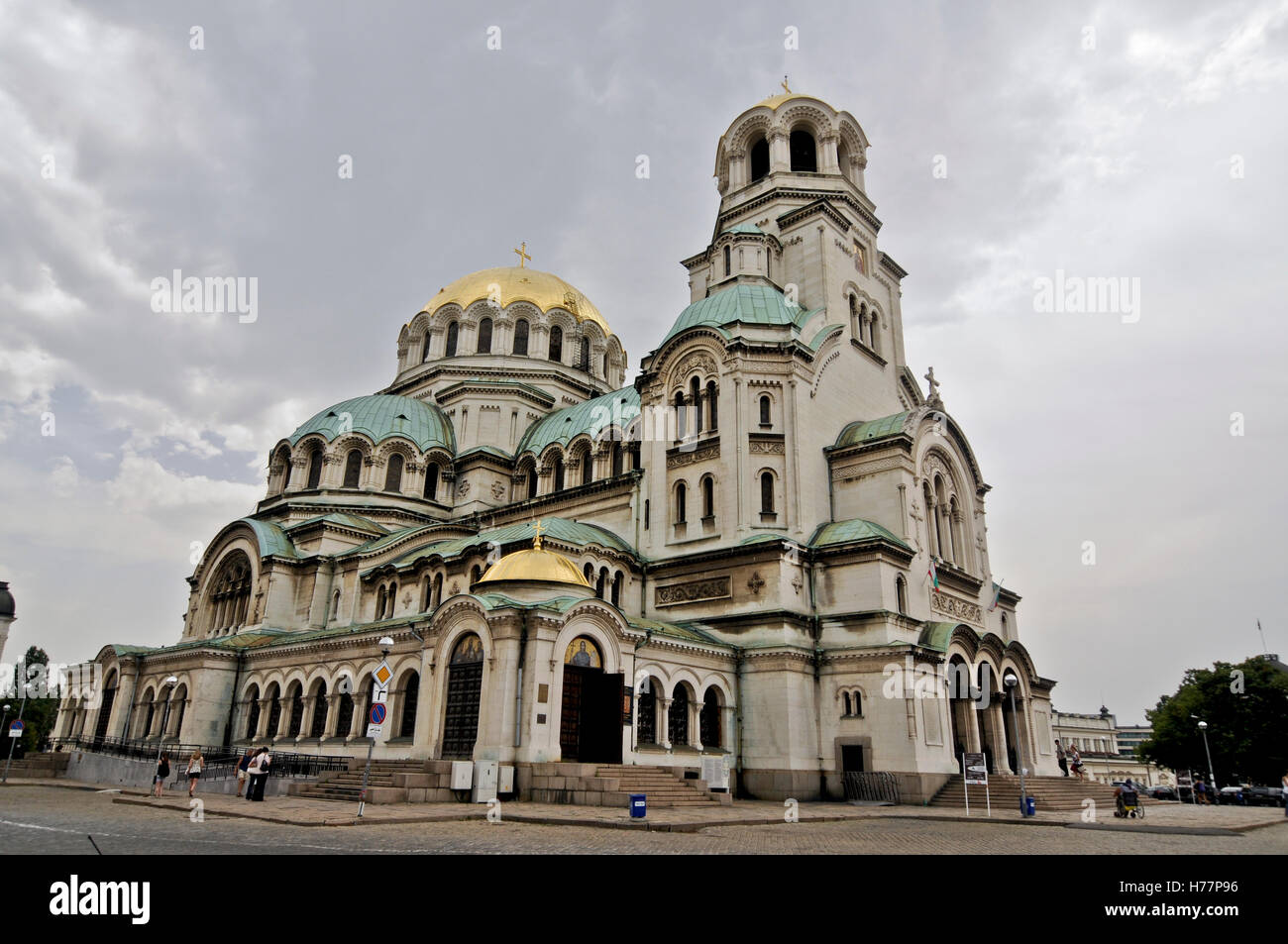 Alexander-Newski-Kathedrale, Sofia, Bulgarien. Vordere Fassade Stockfoto
