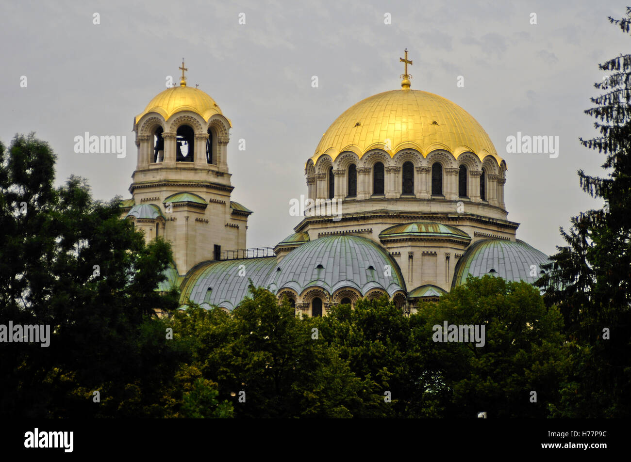 Alexander-Newski-Kathedrale, Sofia, Bulgarien. Detail der Kuppel Stockfoto
