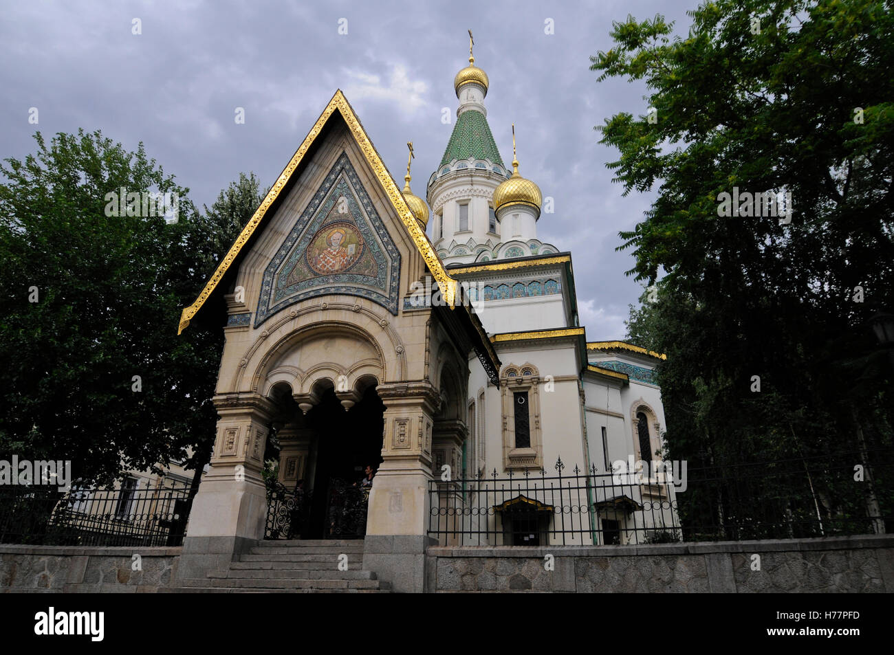 Die russische Kirche - St.-Nikolaus-Kirche der Wunder-Hersteller, eine russisch-orthodoxe Kirche in zentralen Sofia, Bulgarien. Stockfoto