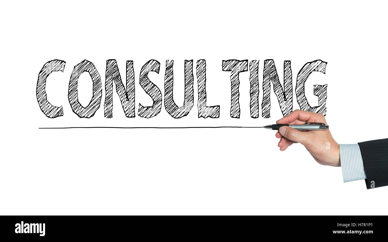 Beratung von hand geschriebene, hand auf transparente Board schreiben, Foto Stockfoto