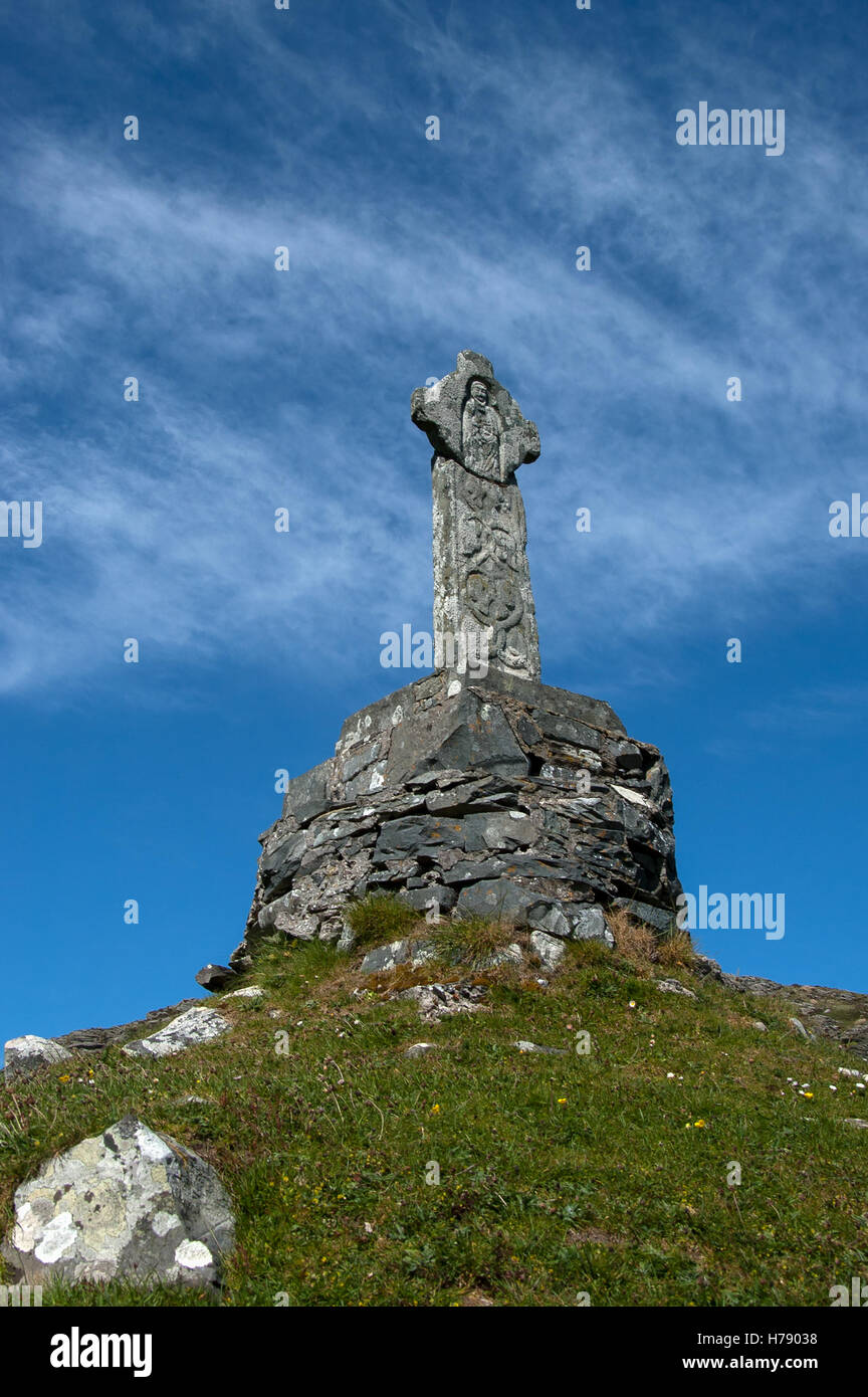 Das kleine Kreuz am Oronsay Priory in den Inneren Hebriden Schottland Stockfoto