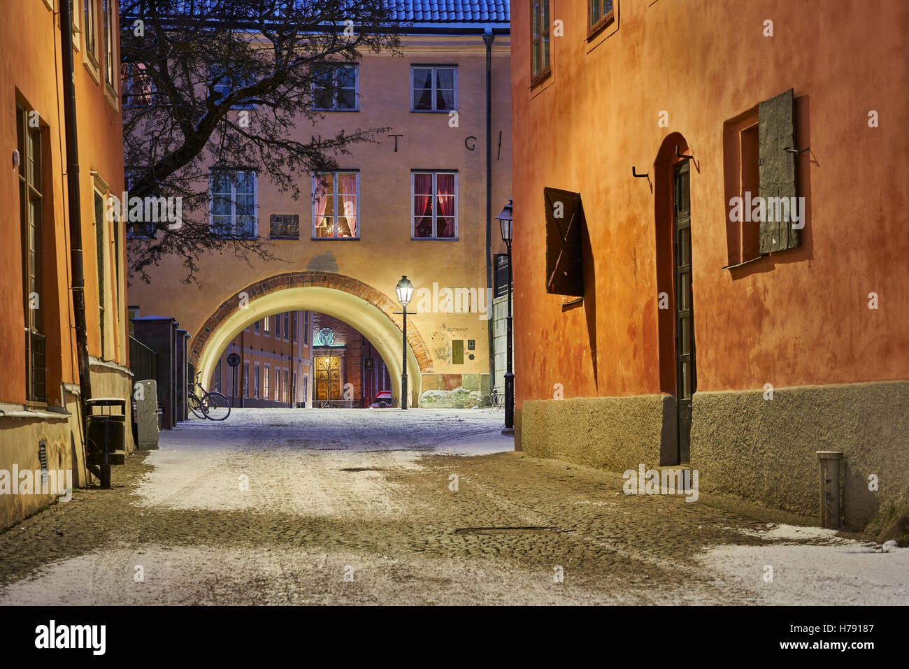 Morgendämmerung am Skytteanum, Valvgatan von Weihnachten Zeit, Uppsala, Schweden, Scandinavia Stockfoto