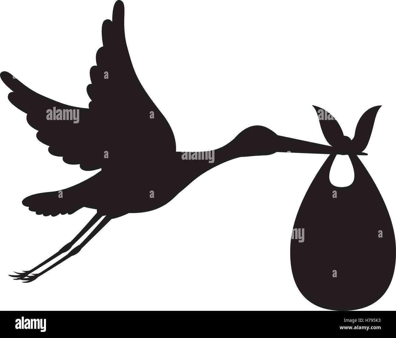 Silhouette Der Storch Halt Eine Baby Korb Symbol Auf Weissem Hintergrund Vektor Illustration Stock Vektorgrafik Alamy