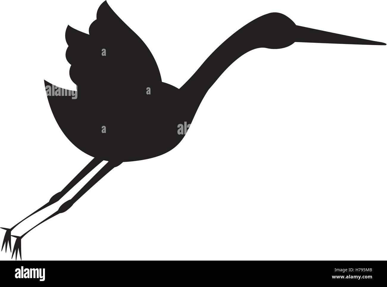 Silhouette der Storch Vogel Symbol auf weißem Hintergrund. Vektor