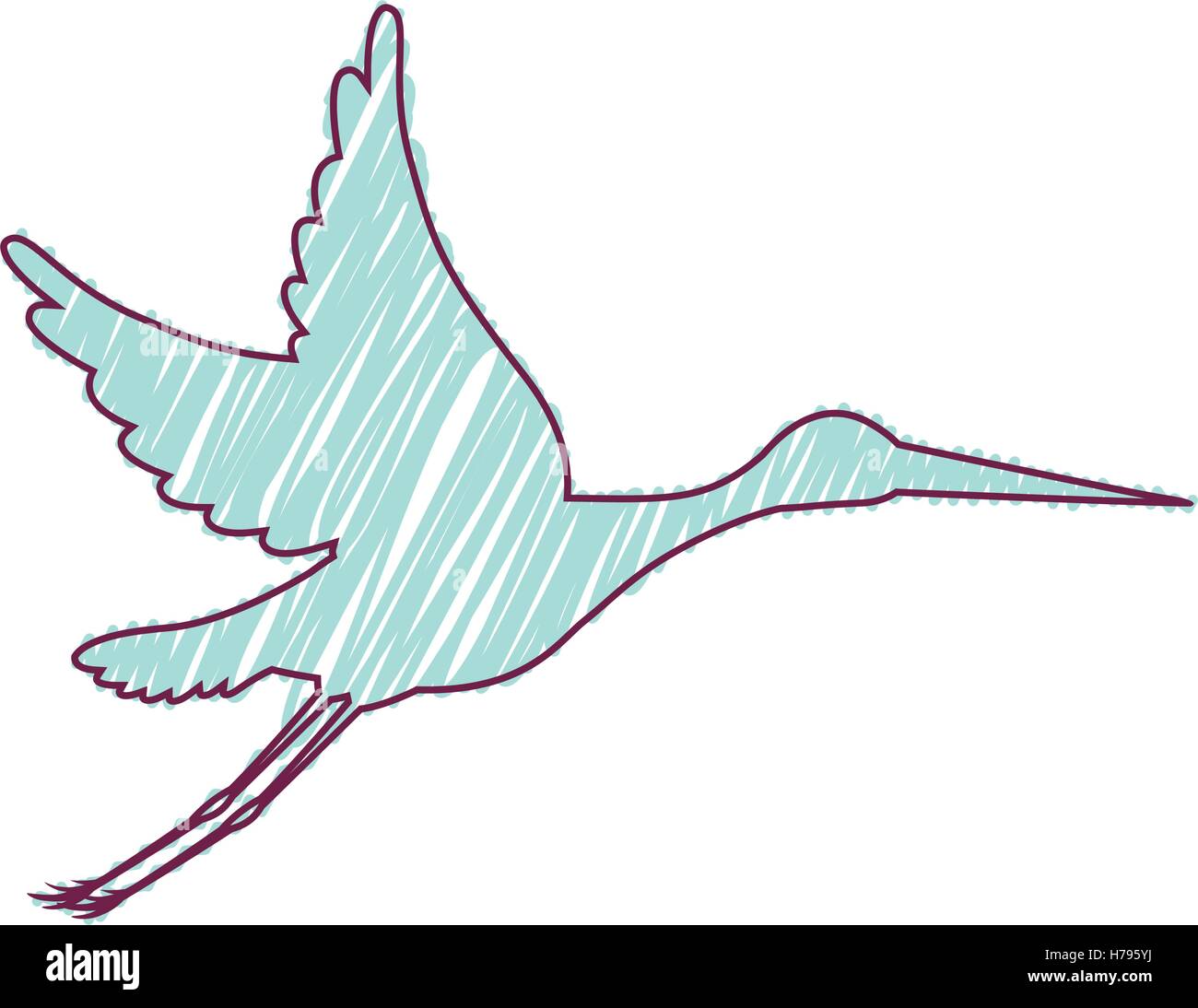 Cartoon-Storch Vogel fliegen Symbol auf weißem Hintergrund. Skizzieren Sie  und zeichnen Sie Entwurf. Vektor-illustration Stock-Vektorgrafik - Alamy