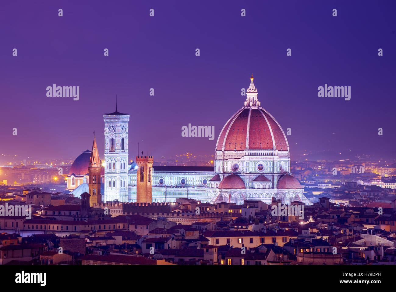Kathedrale Saint Mary der Blüte in der Nacht Stockfoto