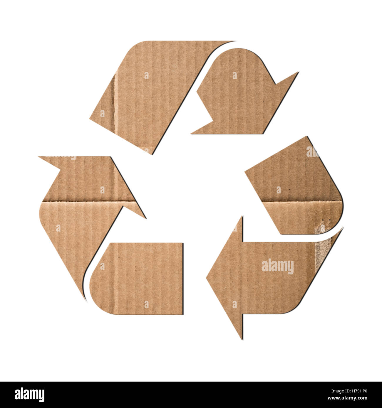 Recycling-Symbol gemacht aus Wellpappe Stockfoto