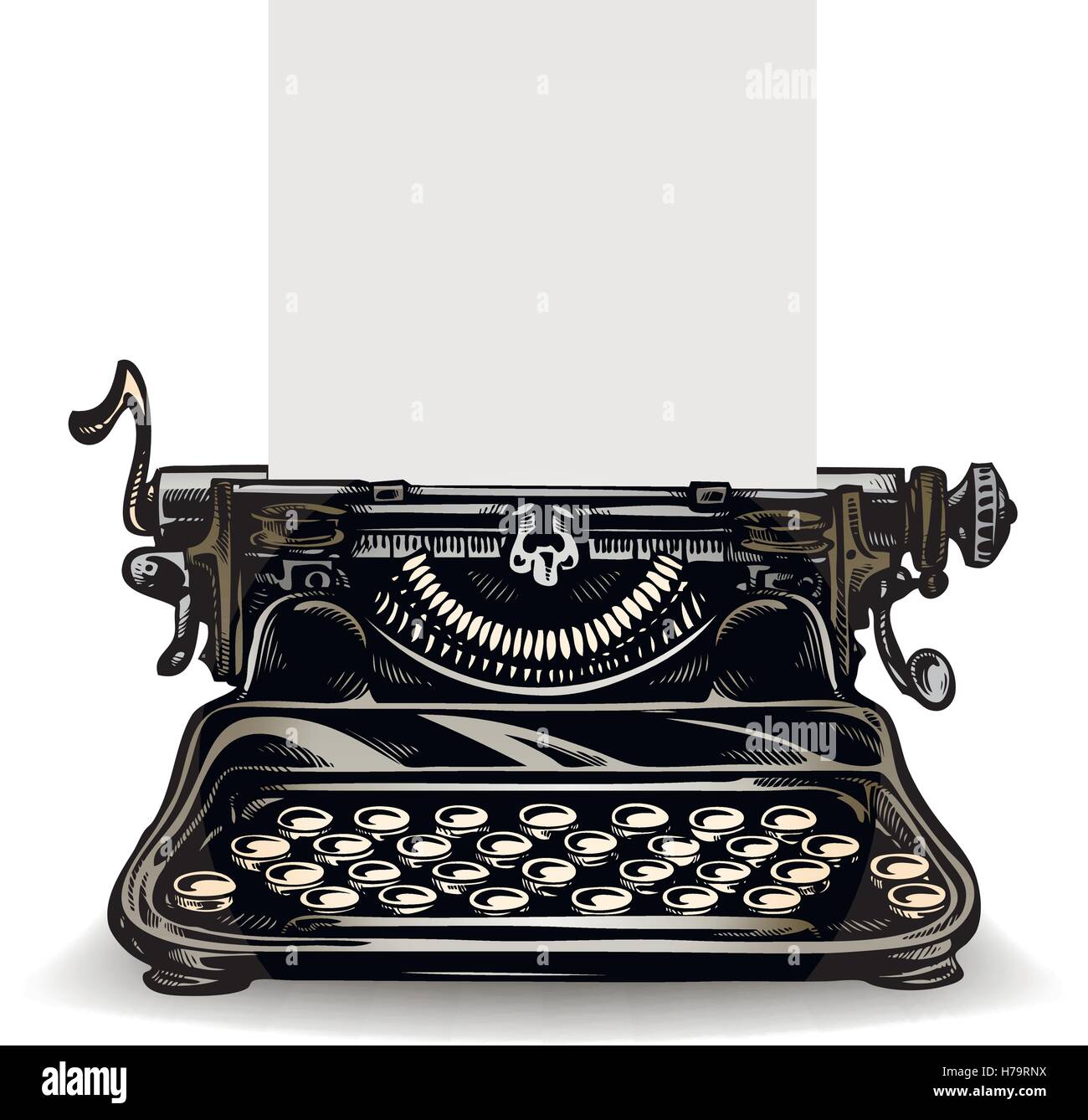 Vintage Schreibmaschine isoliert auf weißem Hintergrund. Vektor-illustration Stock Vektor