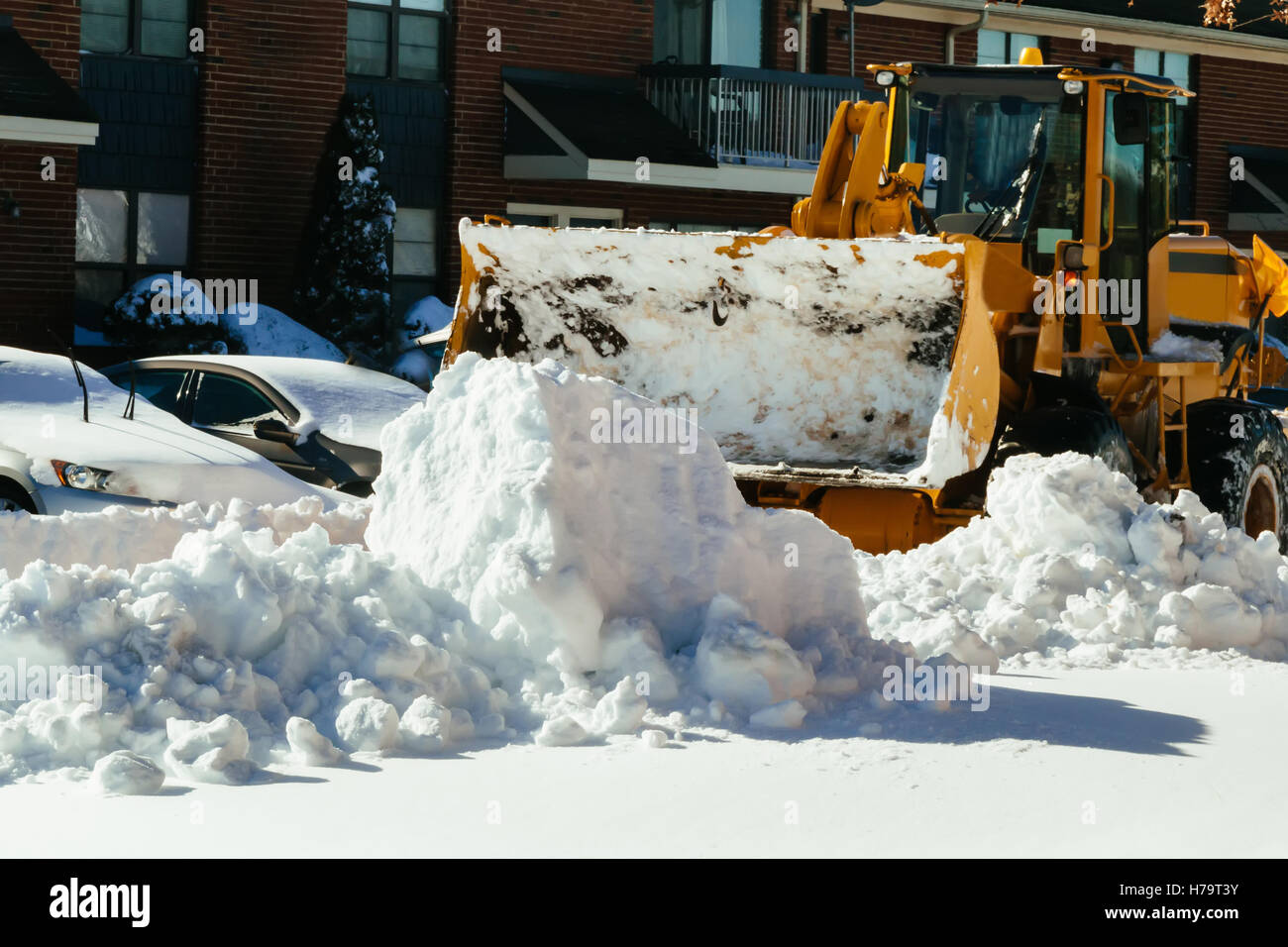 Clearing-der Weg vom Schnee Stockfoto