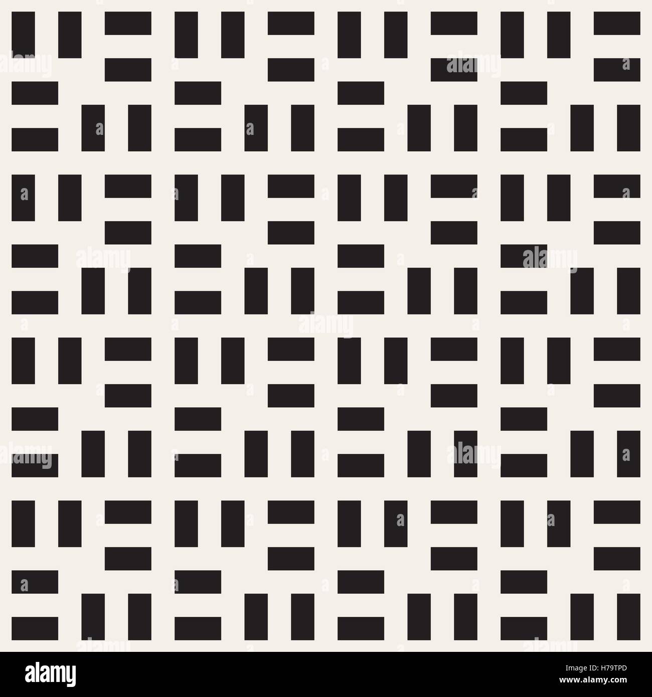 Vektor-nahtloses Schwarzes und weißes Rechteck Quadrat Raster einfachen geometrischen Muster Stock Vektor