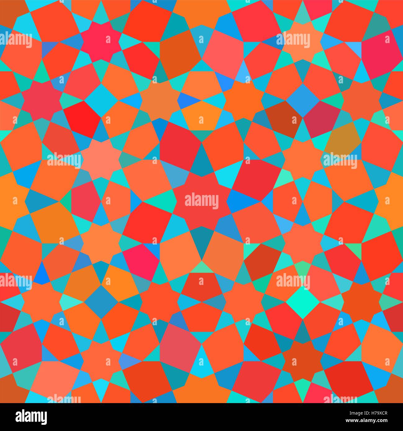 Vektor nahtlose Tessellation Sterne Mosaik rot blau schattiert geometrisches Muster Stock Vektor