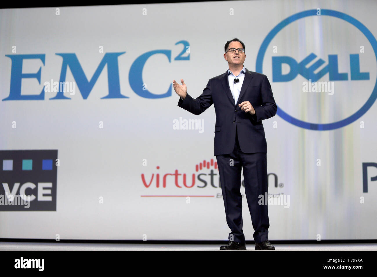 Michael Dell, Gründer und CEO von Dell Inc., spricht auf der Dell World 2015 Technology Conference in Austin, Texas. Stockfoto