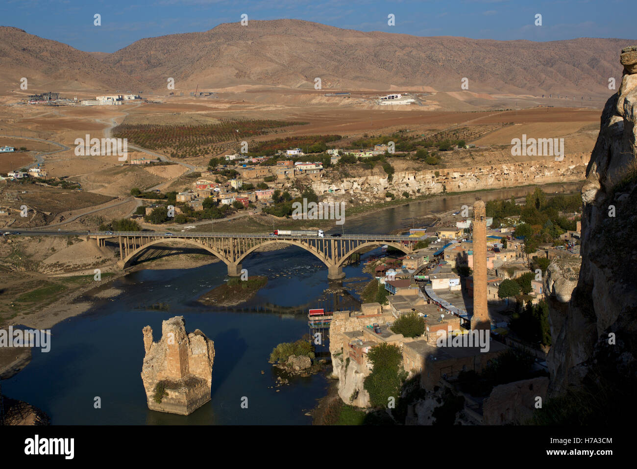 Hasankeyf, Krieg um Wasser in Kurdistan - 11.12.2014 - Türkei / türkischen Kurdistan / Hasankeyf - Stadtrundfahrt Hasankeyf Dorf und Tiger River - Olivier Goujon / Le Pictorium Stockfoto