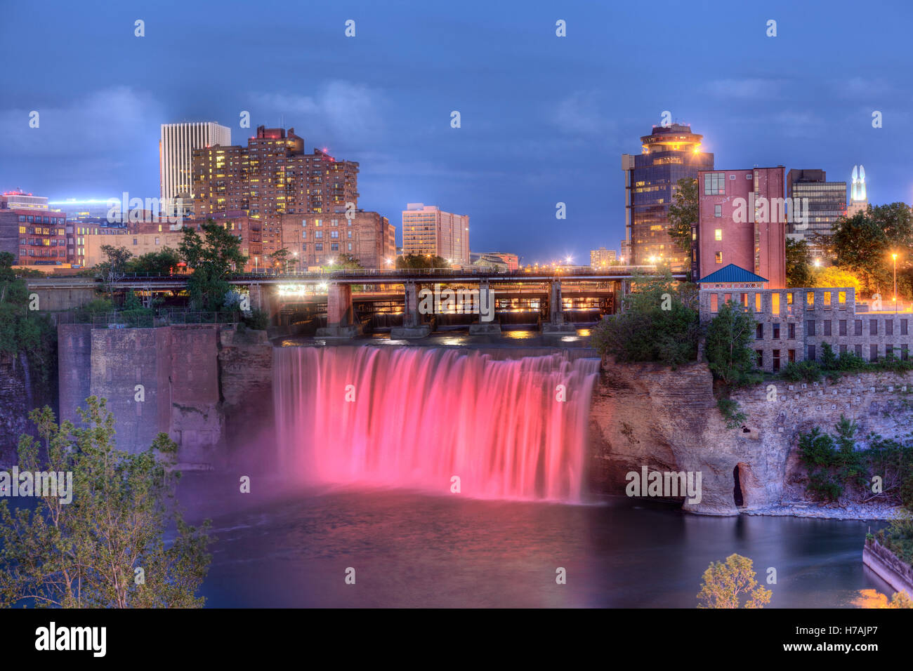 High Falls, Genesee River, Rochester, New York, USA. Stockfoto