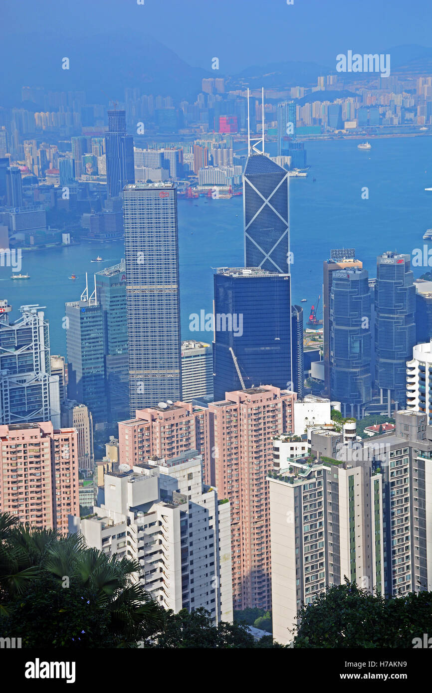 Hong Kong Bucht Blick vom Victoria Peak China Stockfoto