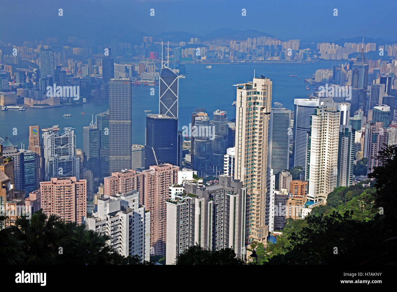 Hong Kong Bucht Blick vom Victoria Peak China Stockfoto