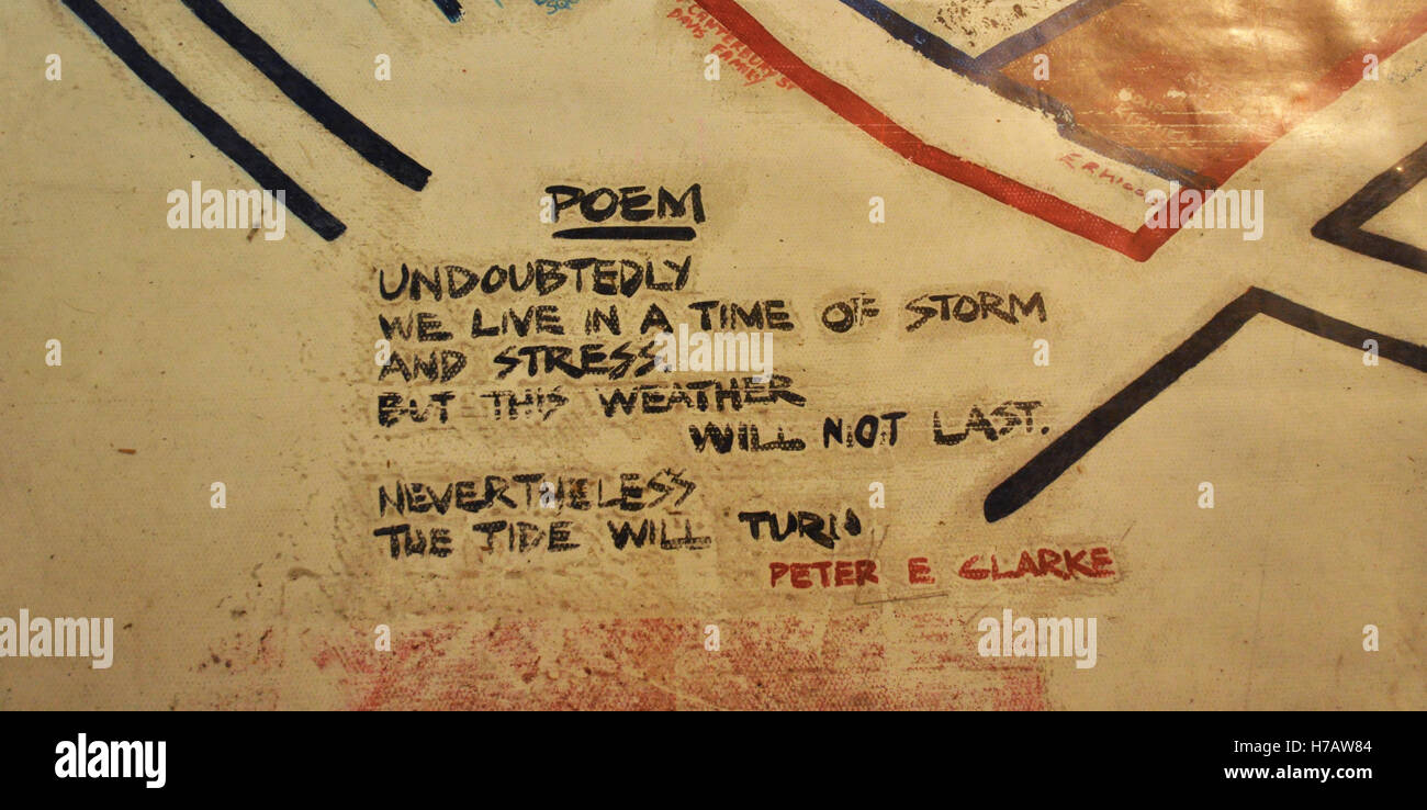 Kapstadt: Die Straßenkarte mit Notizen und Gedichte aus der ehemaligen Bewohner an das District Six Museum, das Gedächtnis an die Ereignisse der Apartheid Stockfoto