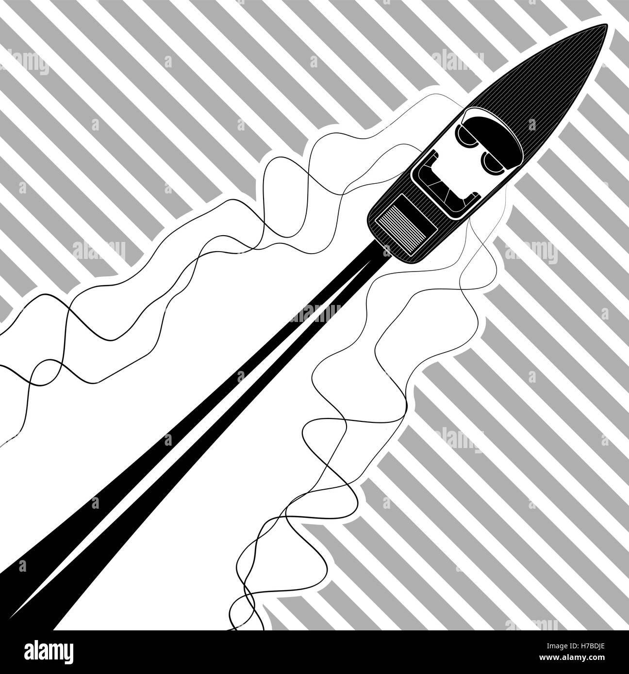 Speed-Boot in der Draufsicht des Ozeans Antenne. Sommer Urlaub mit textfreiraum Plakat. EPS10 Vektor-Illustration. Stock Vektor