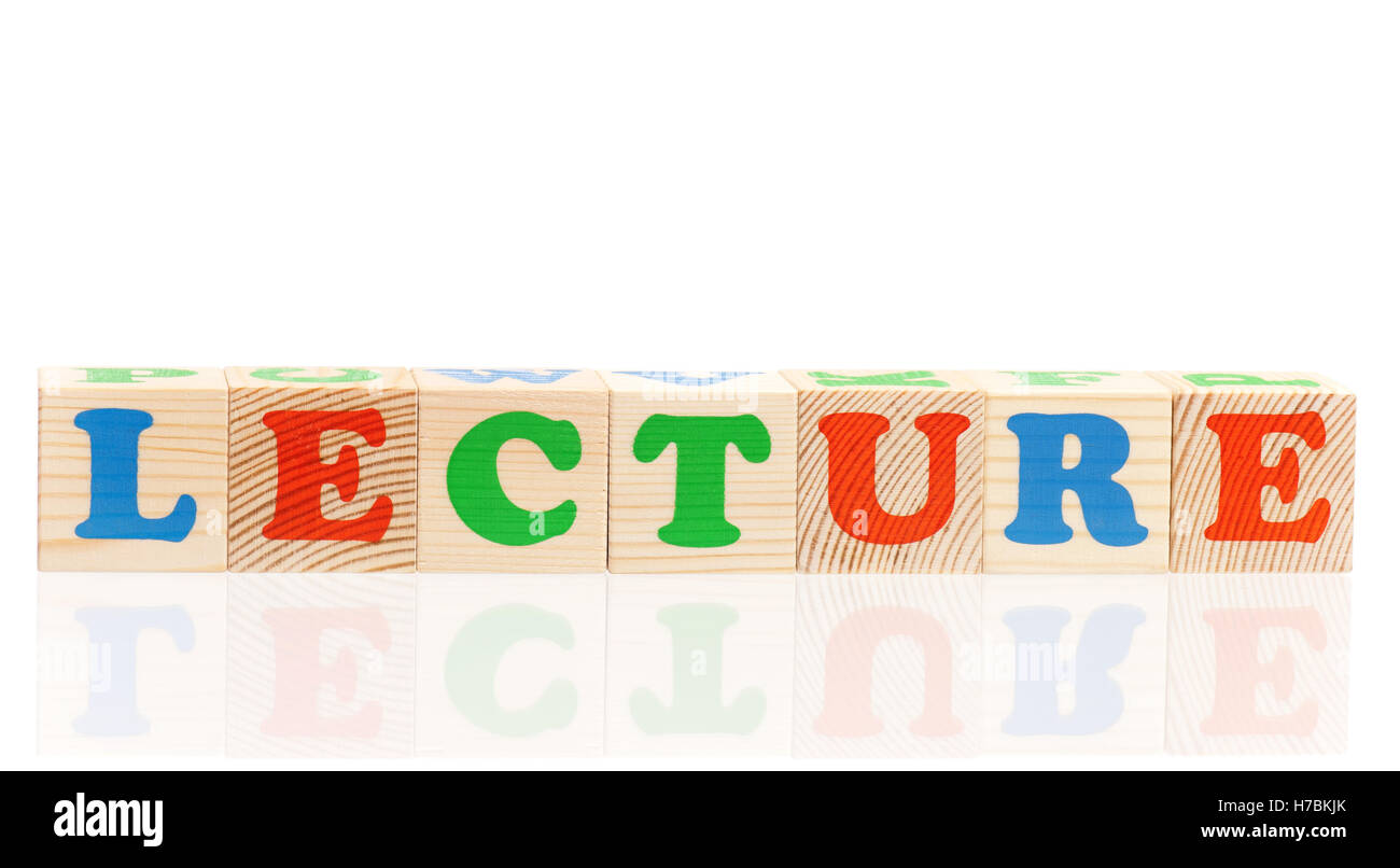 Hölzerne Würfel mit Buchstaben Stockfoto
