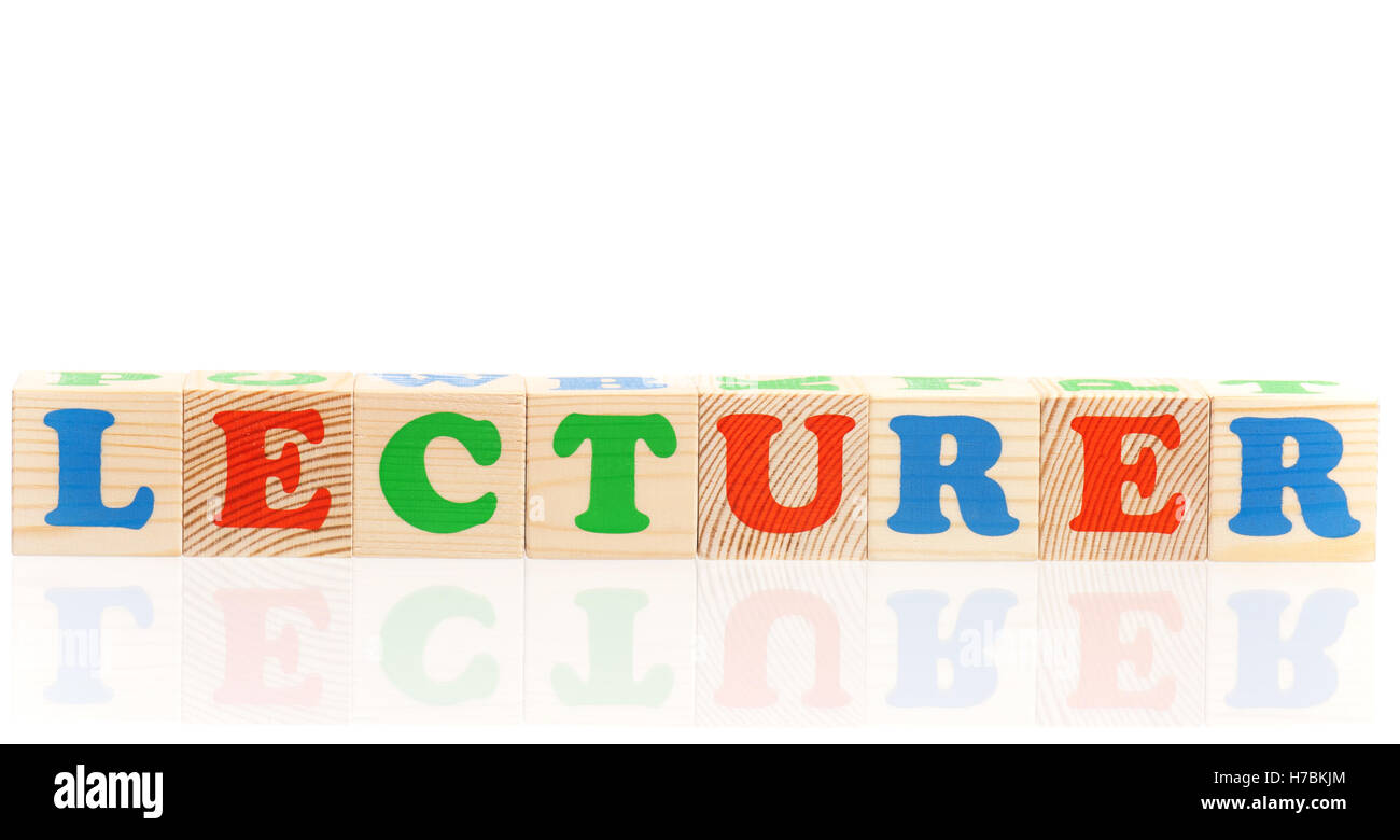 Hölzerne Würfel mit Buchstaben Stockfoto