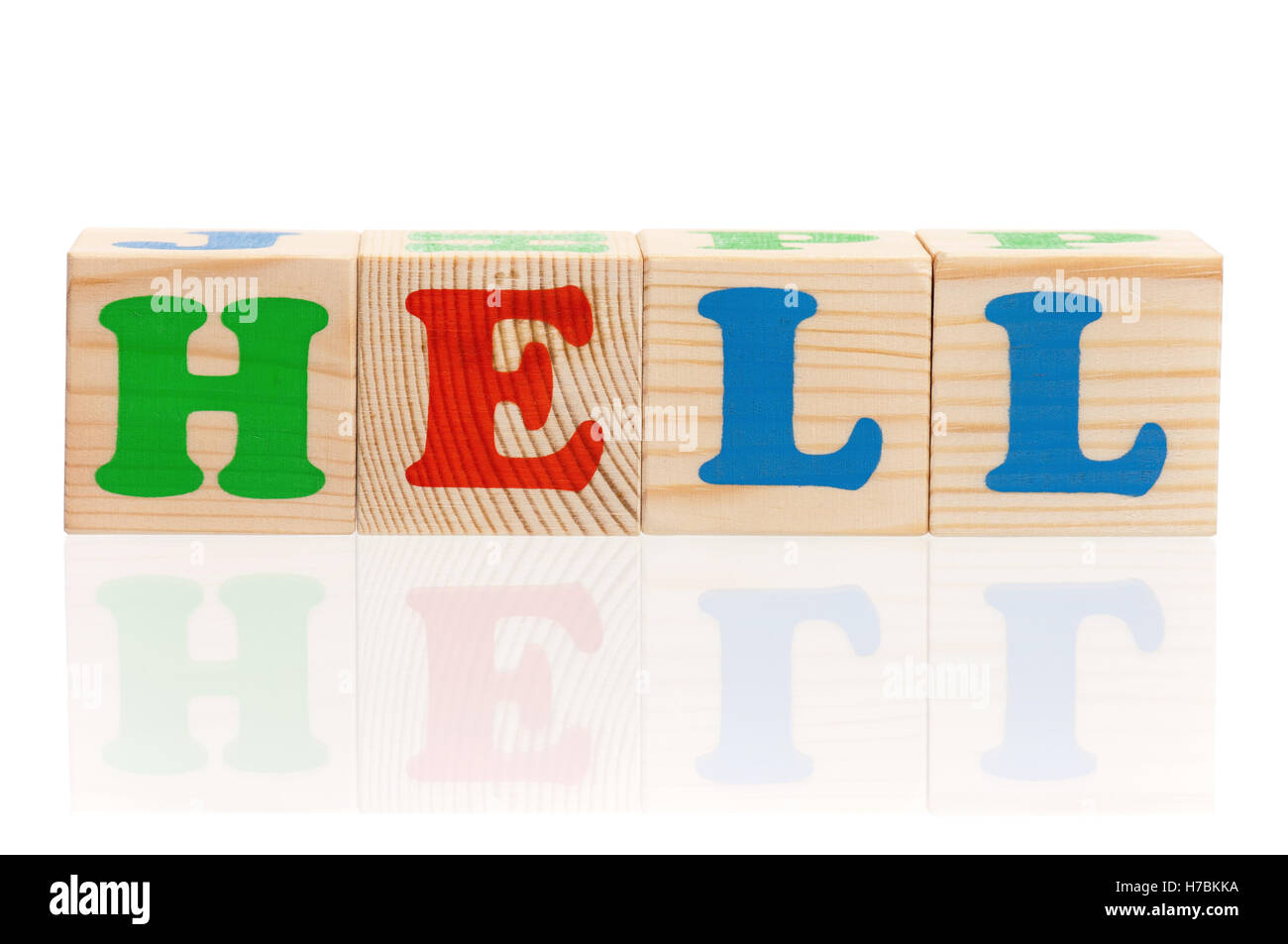 Hölzerne Würfel mit Buchstaben Stockfoto