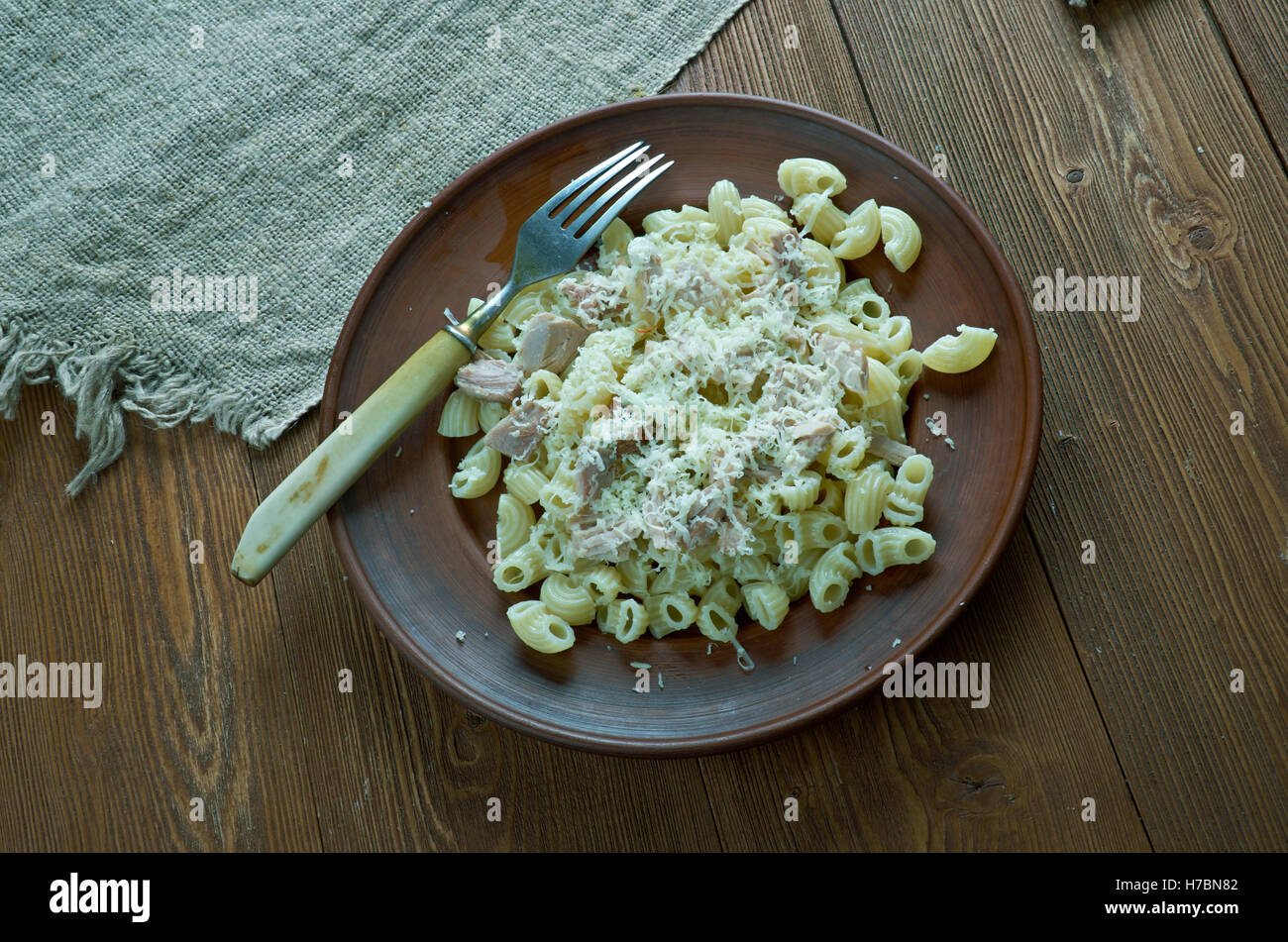 Finnland-Stil Makkaroni und Käse Stockfoto