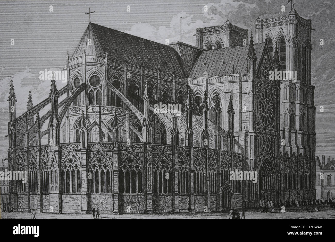 Frankreich. Paris. Notre-Dame. Kupferstich von Radcliffe, 1829. Stockfoto