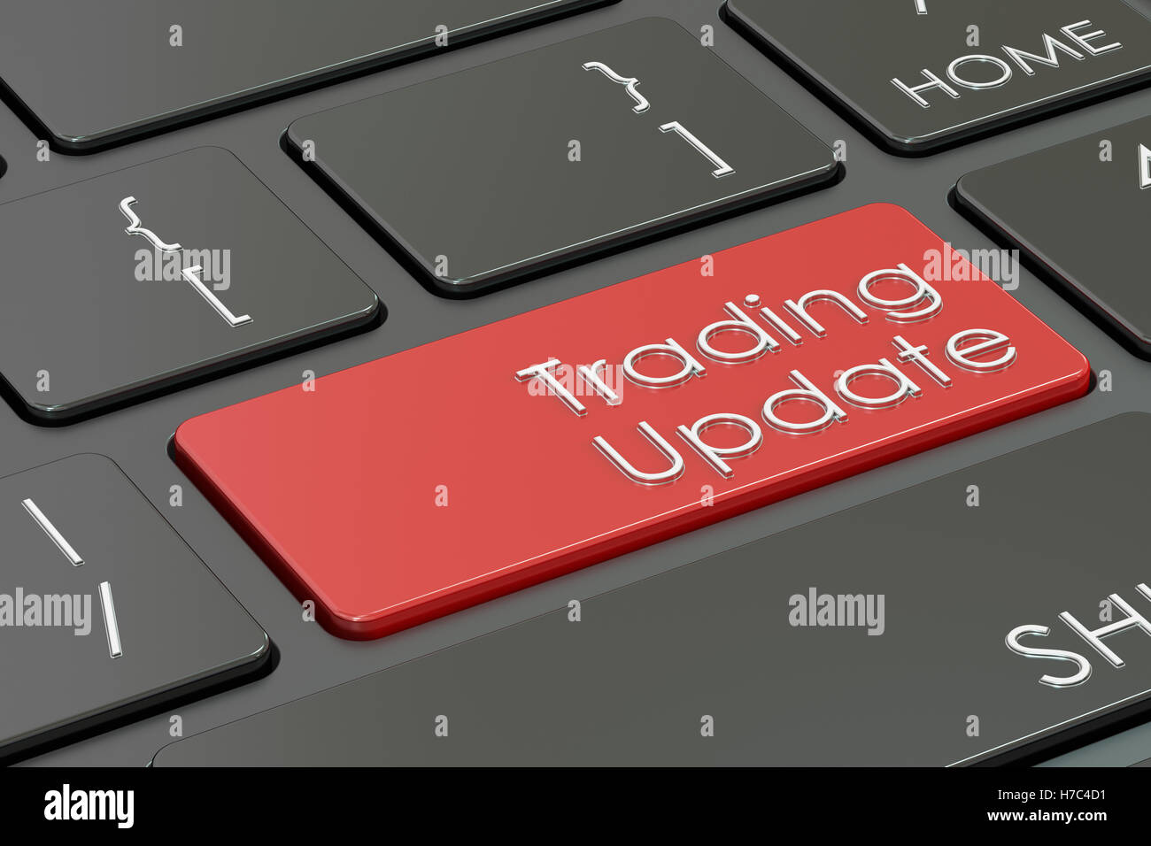 Trading Update Konzept, rote Hotkey auf der Tastatur. 3D-Rendering Stockfoto