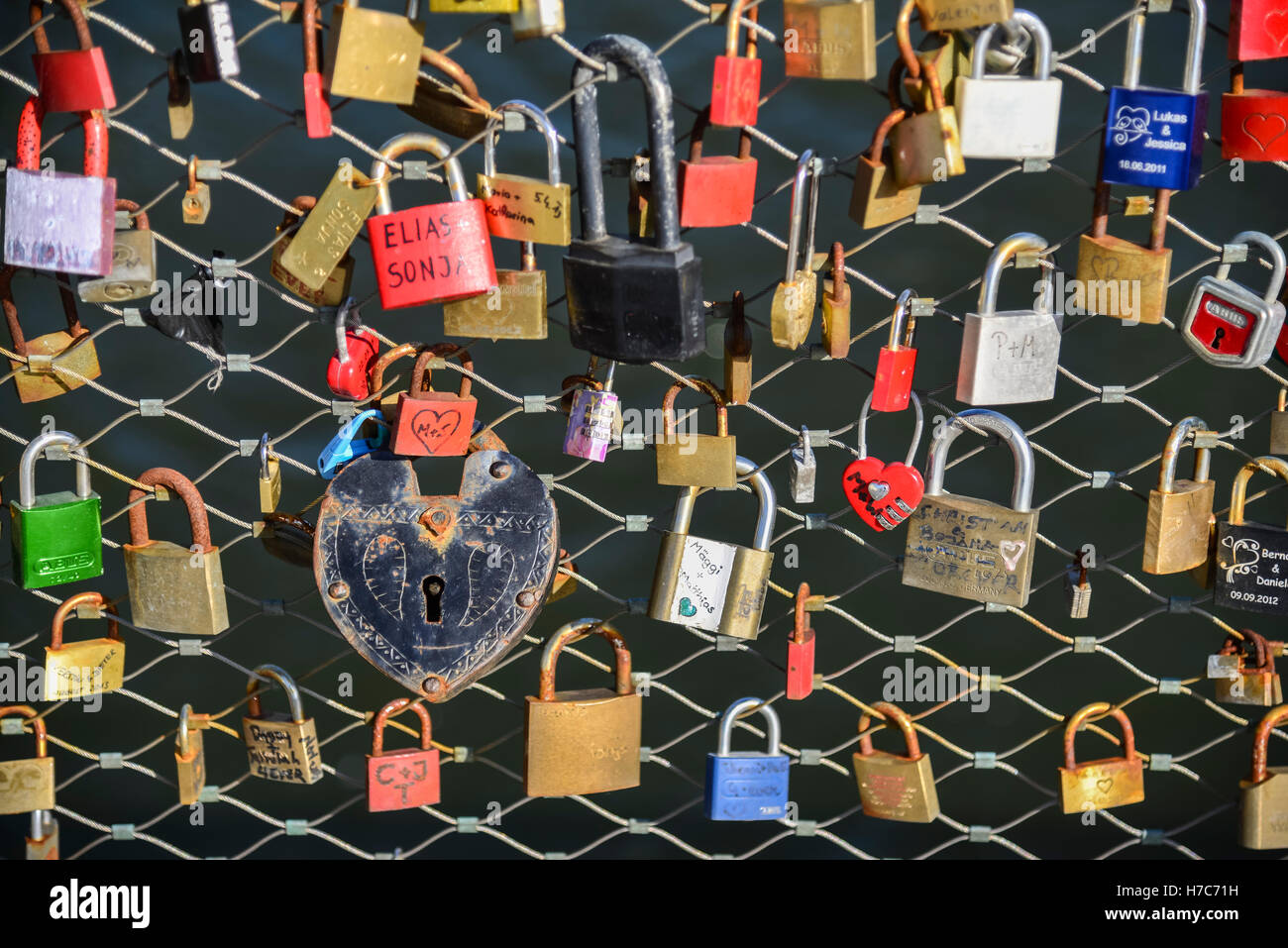 Liebesschlösser, Graz, Österreich Stockfoto