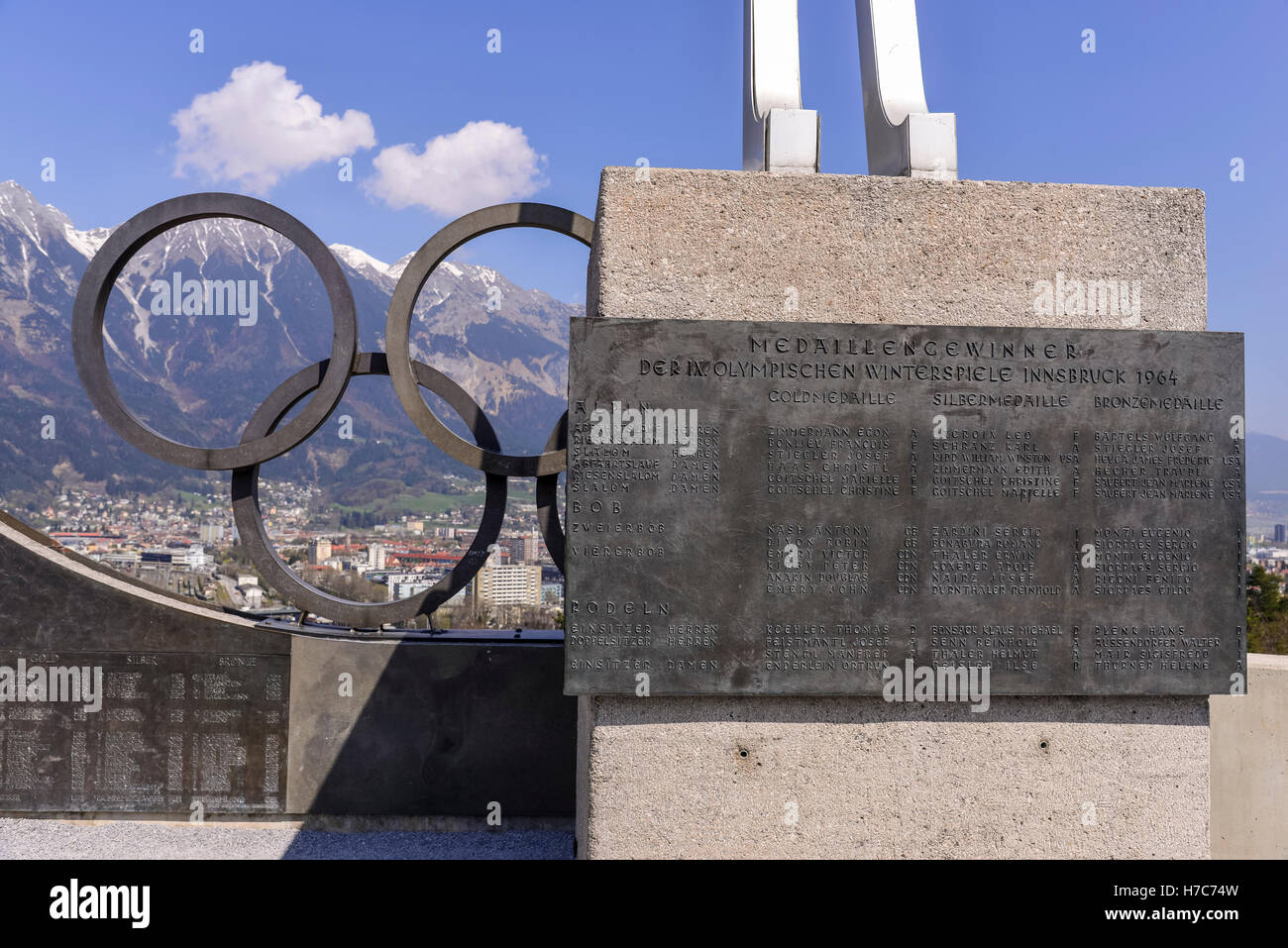 Sprungschanze Austragungsort der Olympischen, Innsbruck, Österreich Stockfoto