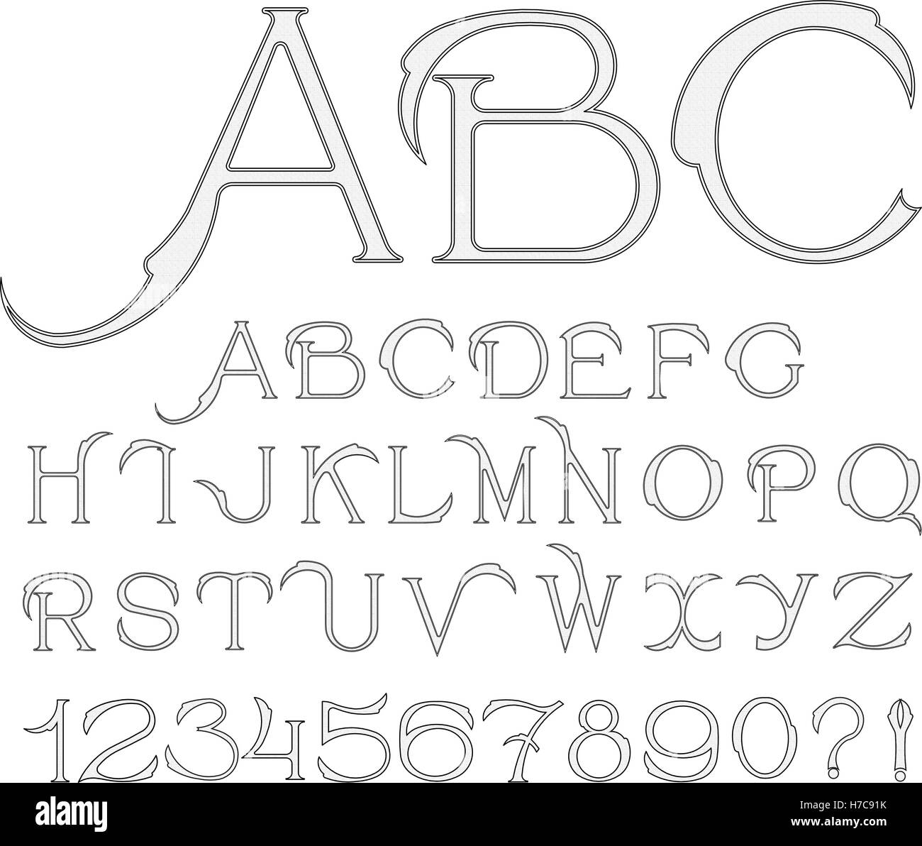 Flamingo - elegante einzigartige handgefertigte Vektor alphabet Stock Vektor